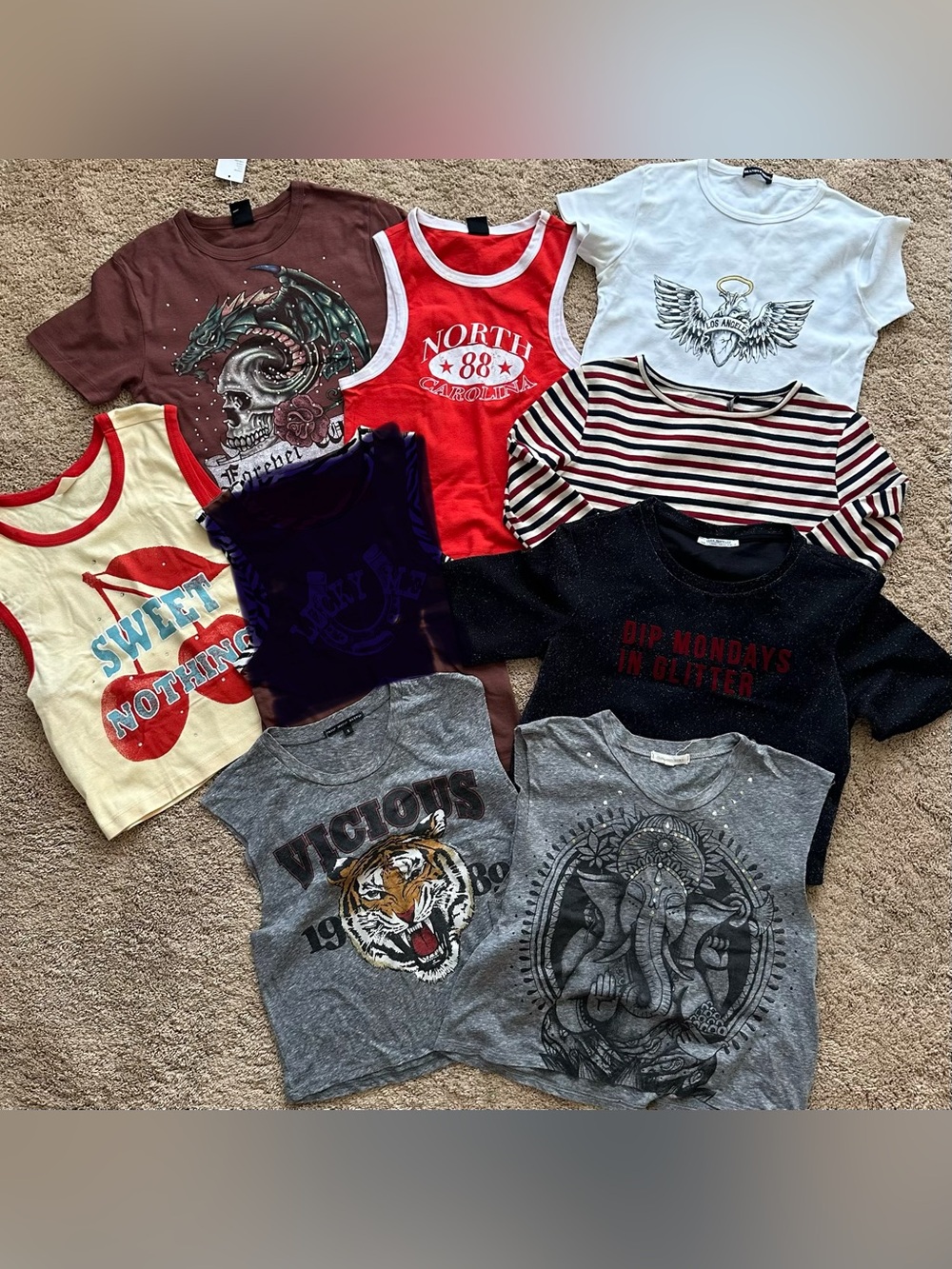 BUNDLE Brandy Melville Urban Outfitters Graphic Crop Tee Size M BUNDLE 8 tops